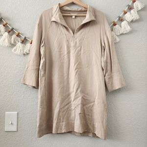 COS Lyocell Aline Zip Half Sleeve Beige Shirtdress Minimalist Boho Neutral 6